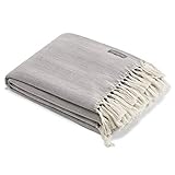 Vera Wang | Twill Fringe Collection | Soft and Cozy Throw Blanket, Lightweight and Perfect for Sofa...