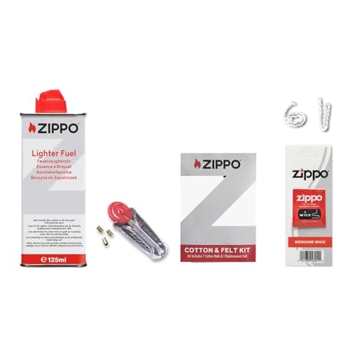 Zippo Zubehör - Starterset - bestehend aus 1 x Original Zippo Feuerzeugbenzin 125 ml ,1 x Ersatzdocht, 6 x Feuersteine, 1 x Watte & Filz