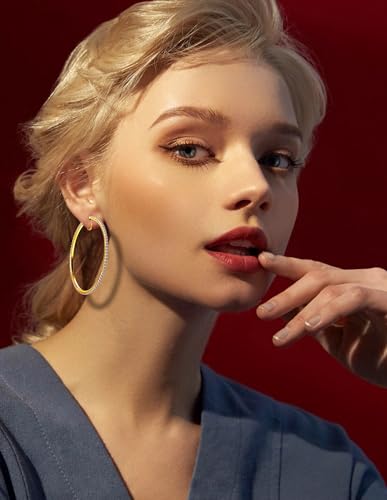 4 pares de aretes de aro clip on para mujer 40mm miniatura 5