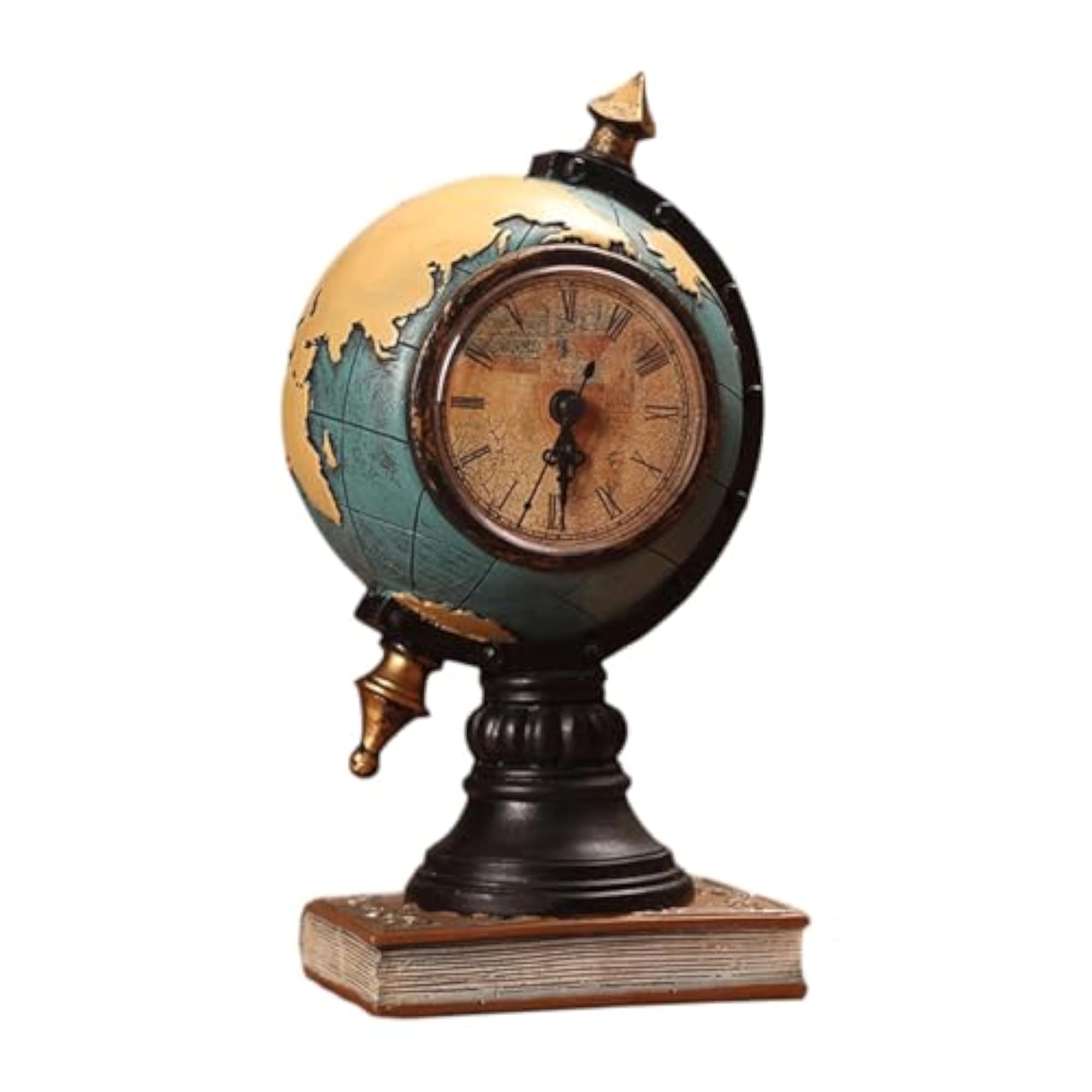 Globe Figurine Table Clock, Decorative Desktop Clock for Office