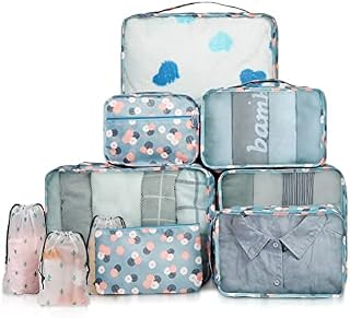 Travel Packaging Cube Packing Cubes 10 Different Sizes Travel Luggage Packing Organizers Pouches Travel Bags Suitcase Organizer Bags (10 Piece, Flowers)