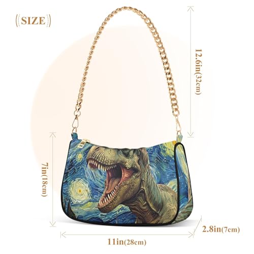 Roar Dinosaur Starry Night Clutch Handbags Womens Ladies Shoulder Bag Floral Crossbody Purse Zipper Closure Chain Strap3