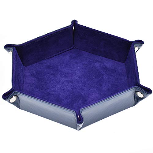 cusdie Plateau à dés hexagonal pliable en cuir et velours pour jeux de table DND (violet foncé)