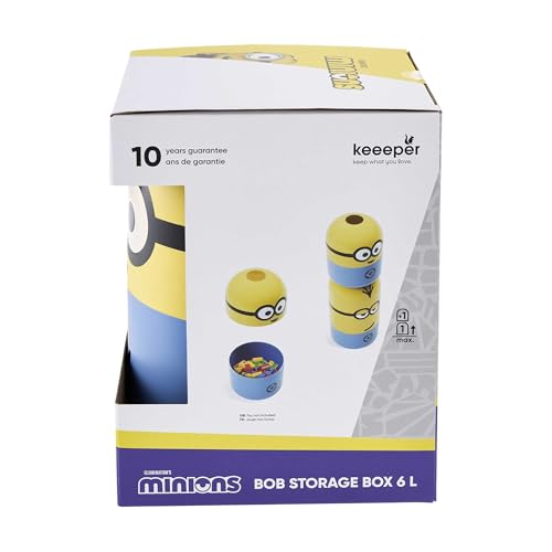 keeeper minions Aufbewahrungsbehälter Bob, 20 x 20 x 25 cm, 6 l, Stapelbar und leicht zu öffnen, Aufbewahrungsbox mit Design aus Ich einfach unverbesserlich, Gelb (Sunny Yellow)