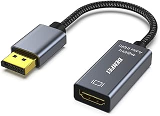 BENFEI Aktywny adapter DisplayPort na HDMI 4K 60 Hz, DP na HDMI adapter [nylon pleciony i stop aluminium], obsługa technologii Eyefinity dla wielu ekranów