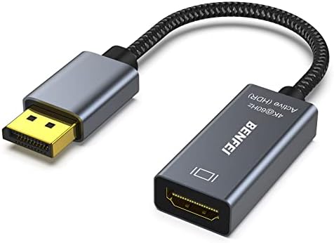 BENFEI Aktiv DisplayPort auf HDMI Adapter, Unidirektional DisplayPort DP Computer zu HDMI Monitor Adapter (Stecker zu Buchse), Unterstützung 4K@60Hz/2K@144Hz/1080P@165Hz, Eyefinity