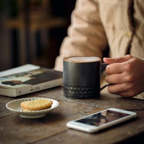 Taza de café cerámica 8 oz estilo japonés con asa miniatura 5