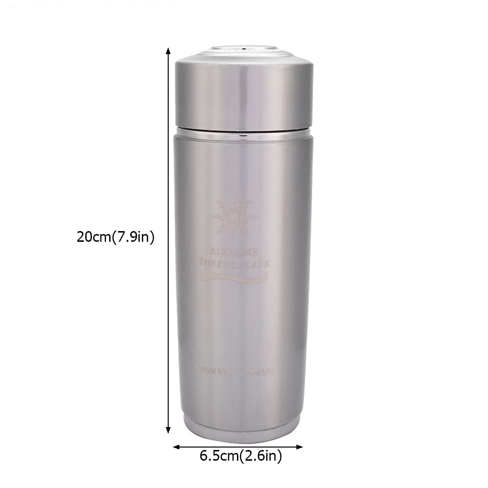 Bouteille alcaline Nano Bouteille d'énergie Acier inoxydable Bouteille d'eau alcaline portable Nano Balance Bio Energy Lonizer Cup Piston (argent) (argent)