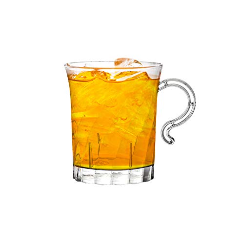 Party Essentials Hard Plastic 8 Oz. Swirled Coffee/Tea/ Party Cups With Handle, Clear, 10-Count+1 Punch Bowl(8 Qt.)+1 Ladle #TOP4