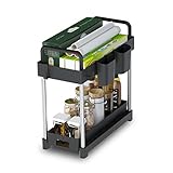 Mi hogar Unter Waschbecken Organizer 2 Ebenen – Küchen Organizer mit Schublade, Haken & Becher, Rostfrei – Badezimmer & Spülschrank Aufbewahrung für Küche, Schrank, Unterschrank