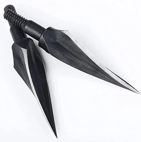 The7boX 16Pcs Metal Archery Arrowheads Traditional Arrow Broadheads Tips Hunting Points 125 Grain Black Arrow Head Crossbow Compound Bow Shooting ArcheryBroadheads