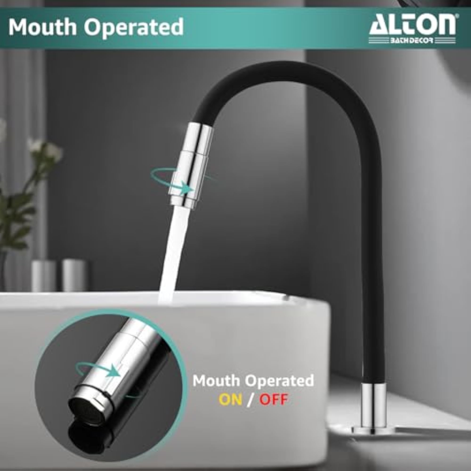 Mouth Operated Flexible Spout for Kitchen and Bathroom