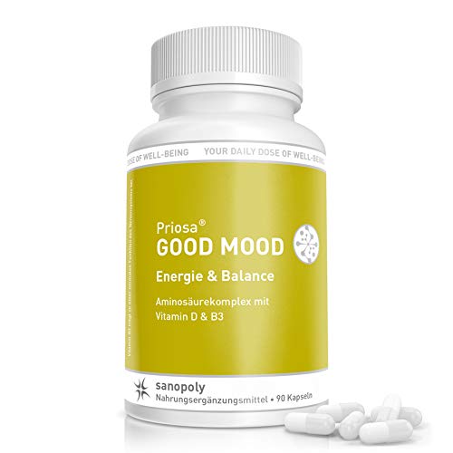 SANOPOLY Priosa® GOOD MOOD, 90 Kapseln I Vegane 5-HTP Kapseln aus Griffonia-Extrakt mit L-Tryptophan, Vitamin D, Niacin (Vitamin B3) & Coenzymen Cover