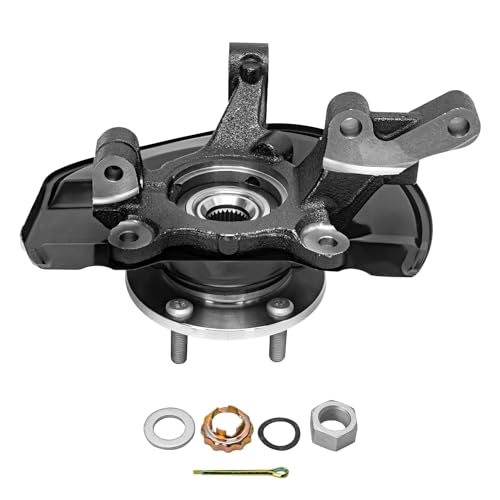 Image of Detroit Axle - Front Steering Knuckles & Wheel Hub Bearings Outer Tie Rod Ends Replacement for Jeep Patriot Compass Dodge Caliber - 4pc Set