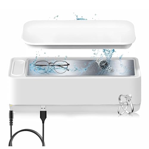 TPLTECH Ultrasonic Jewelry Cleaner High Capacity Cleaning Eyeglasses Machine Low Noise Ultrasonic Machine for Jewelry,Ring,Necklace, Silver, Watches