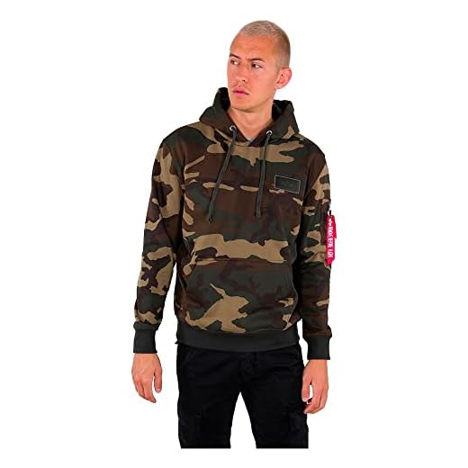 ALPHA INDUSTRIES Tröja med baksida för män, Wdl Camo 65, XL