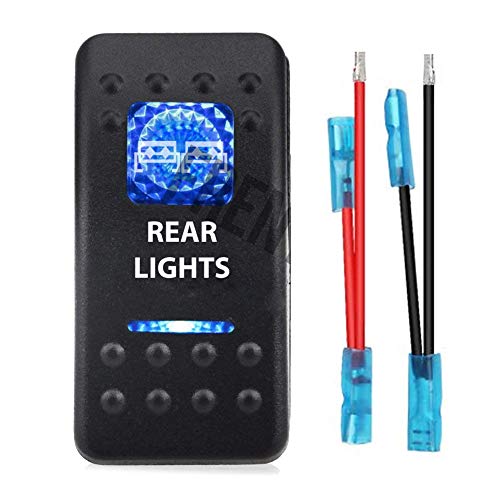Frentaly Blue Rear Lights LED ON Off 5P SPST Marine Boating Golf ATV Custom Waterproo 20A 12V Control Toggle Flip Vehicle Rocker Switch with Jumper Wire