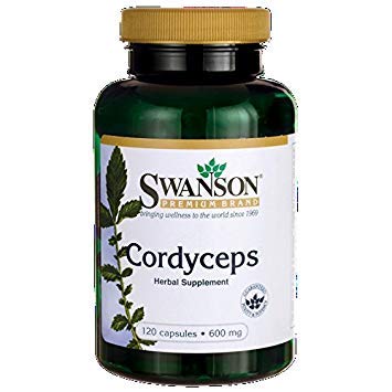 Swanson Premium Cordyceps 600 mg -- 2 Bottles each of 120 Capsules Made in USA