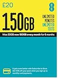 EE 150GB Data Sim includes £20 pre-paid credit, 150GB Data, Unlimited Minutes & Unlimited Texts