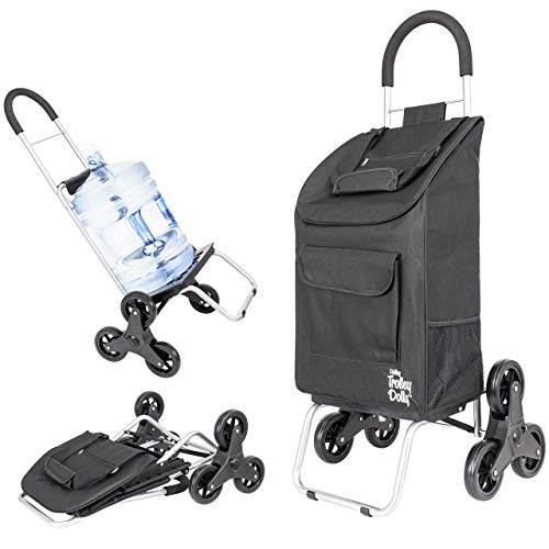 dbest products Stair Climber Trolley Dolly, Black Shopping Grocery Foldable Cart Condo Apartment