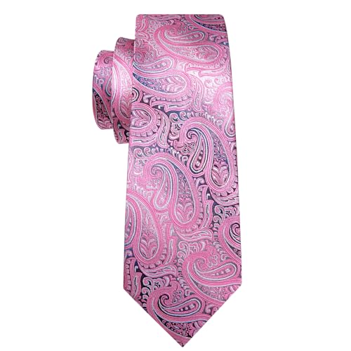 Image of Barry.Wang Men Tie Set Floral Paisley Silk Necktie Pocket Square Cufflinks Formal Wedding Party Business