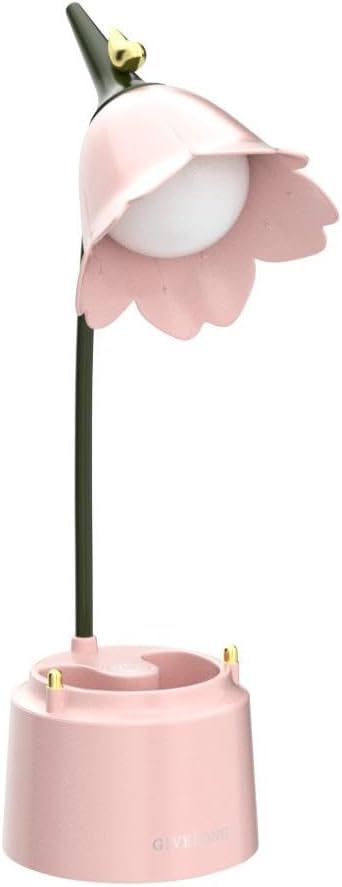 Pink Cute Desk Lamp for Kid, Rechargeable LED Lamp with USB Charging Port, Flexible Gooseneck, 3 Color Modes & Stepless Dimming, Table Lamp for College Dorm Bedroom Reading