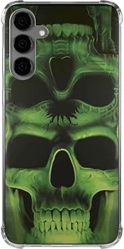 Skinit Clear Phone Case Compatible with Galaxy S24 Plus - Officially Licensed Liquid Blue Green Skulls Design