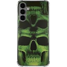 Skinit Clear Phone Case Compatible with Galaxy S24 Plus - Officially Licensed Liquid Blue Green Skulls Design