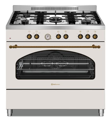 COCINA PROFESIONAL COLOR CREMA SOLTHERMIC HORNO A GAS CON TURBO (104 L), ENCENDIDO AUTOMÁTICO / 5 QUEMADORES (1 TRIPLE WOK) / ENTREGA A DOMICLIO Y RETIRADA DEL USADO GRATIS/ALTA GAMA