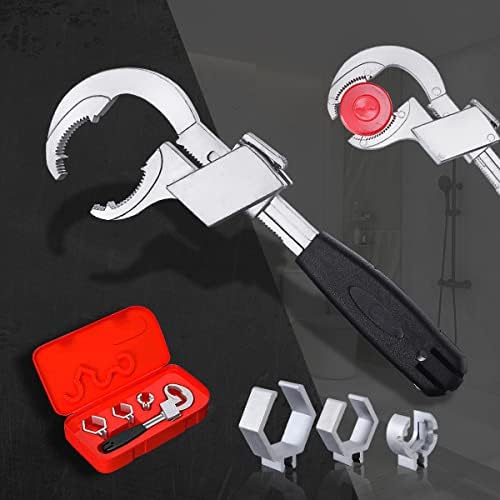 Universal Adjustable Double-ended Wrench, 2023 Upgrade Bathroom Multifunctional Double-ended Wrench for Disassembly, Assembly Valves, Faucets, Connecting Pipes and Shower Heads (‎Alloy Aluminum)