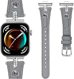 Cinturino in pelle compatibile con Huawei Watch Fit 5 cinturini da donna elegante cinturino in pelle metallo Bling strass cinturino di ricambio cinturino per Huawei Watch Fit 5, One Size, Pelle, 0