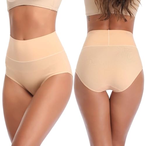 Image of ANNYISON Womens Underwear, Soft Cotton High Waist Breathable Solid Color Briefs Panties for Women