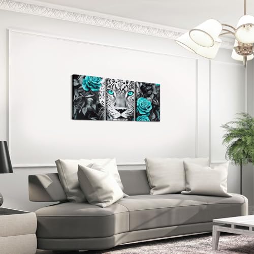 Toiles murales encadrées guépard | Déco murale léopard noir, blanc et rose