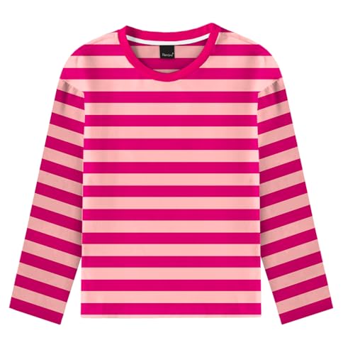 Image of Remimi Kids Striped Shirts Long Sleeve Boys Girls Crew Neck Holiday Tshirts 3-14 Years