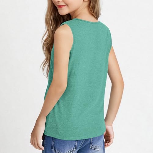 Girls V Neck T-Shirts Plain Sleeveless Loose Tee Tops Solid Color Lightweight Breathable Soft Summer Casual Clothes2