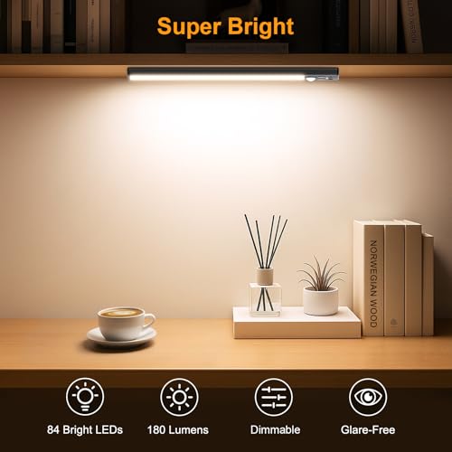 Gritin Luz de Armario Recargable, 26CM Superbrillantes Luces Cocina - 3 Colores & 5 Niveles de Brillo, 4 Modos, Sensor Movimiento, Larga Duración, Fácil Instalación, Luces Armario Magnéticas-2 Pack - imagen 3