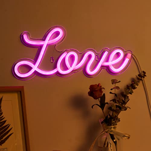 Image of 5V White Love LED Neon Sign Christmas Wedding Party Decoration Wall Lamp USB Powered Children Bedroom Night Light (NEW LOVE PINK)