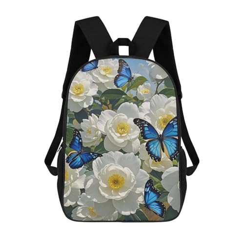 Blue Butterfly Backpack for Men Women, Heavy Duty Backpack Large Capacity, Durable Lightweight Travel Daypack