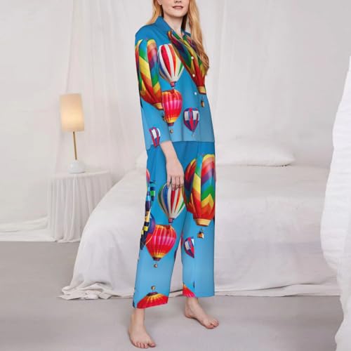 Ensemble pyjama imprimé montgolfières coupe tendance bas pleine longueur - 4