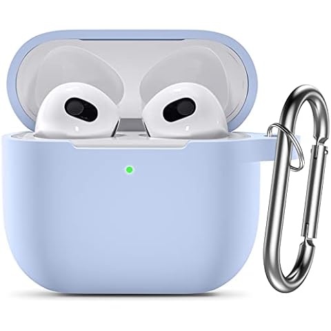 Hamile Designed for AirPods 3 Case Cover, Silicone Protective Cases Cute Skin Covers with Keychain Accessories Compatible with Apple AirPod 3rd Generation, Girls Boys Women Men-Lilac Cover
