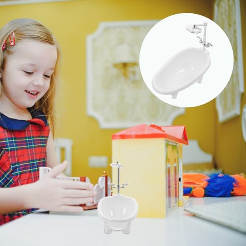 Baignoire pour maison de poupée et son robinet miniature blanc au format 1/12 - 3