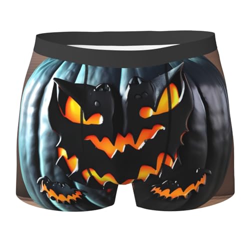 yyunbmr Cool Funny Boxer Shorts for Men, Humorous Boxer Shorts, 3D Cut Underwear, Men's Fashion, Shorts, Halloween, Bat, Pumpkin Print, Black, XXL