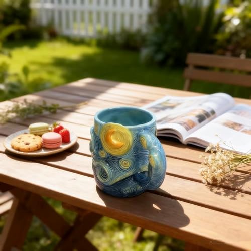 Taza grande de cerámica pintada a mano cielo estrellado miniatura 4