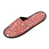 Yuiboo Beauty Coral Red Men Women Spa Slippers Reusable Beach Sandals for Hotel Bedroom Indoor
