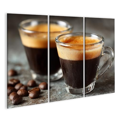 Impression sur toile Espresso frais en verre, décoration murale premium