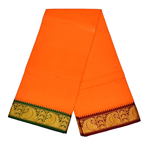 Image of TUNI MANI Men's Panchakacham Dhoti with Angavasthram Towel, Jari Border, 100% Cotton, Size: 9 X 5 (4.0mtr Dhoti, 2.25mtr Towel) (Unstitched)