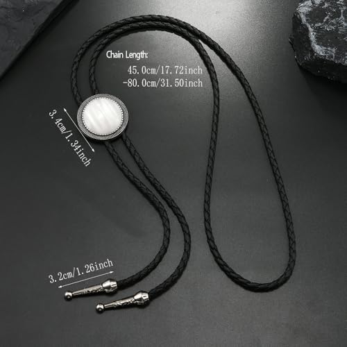Image of Joxevyia Bolo Tie for Men Vintage Cow Skull Leather Rope Western Cowboy Necktie Vintage Bola Tie Gift for Him