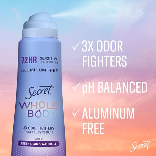 image for Secret Aluminum Free Whole Body Deodorant Spray for Women, 72hr Sensit