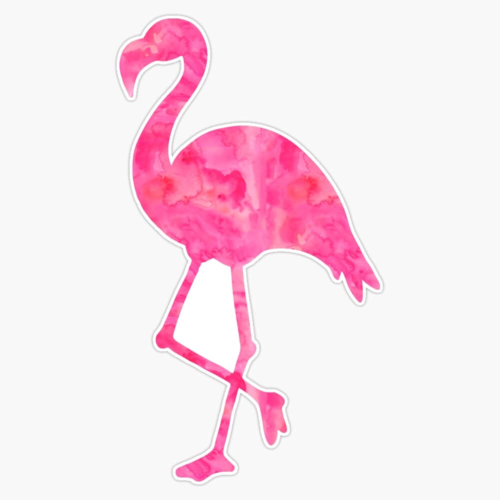 Hot Pink Watercolor Flamingo Vinyl Sticker Waterproof Bumper Sticker Laptop Window Decal 5"