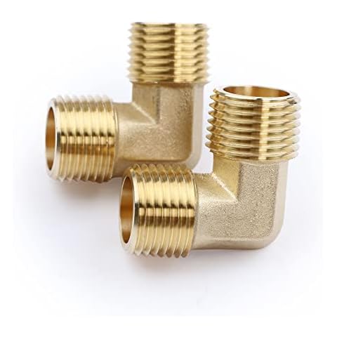 U.S. Solid 2pcs 90 Degree Barstock Street Elbow Brass Pipe Fitting 1/2" NPT Male Pipe to 1/2" NPT Male Cover